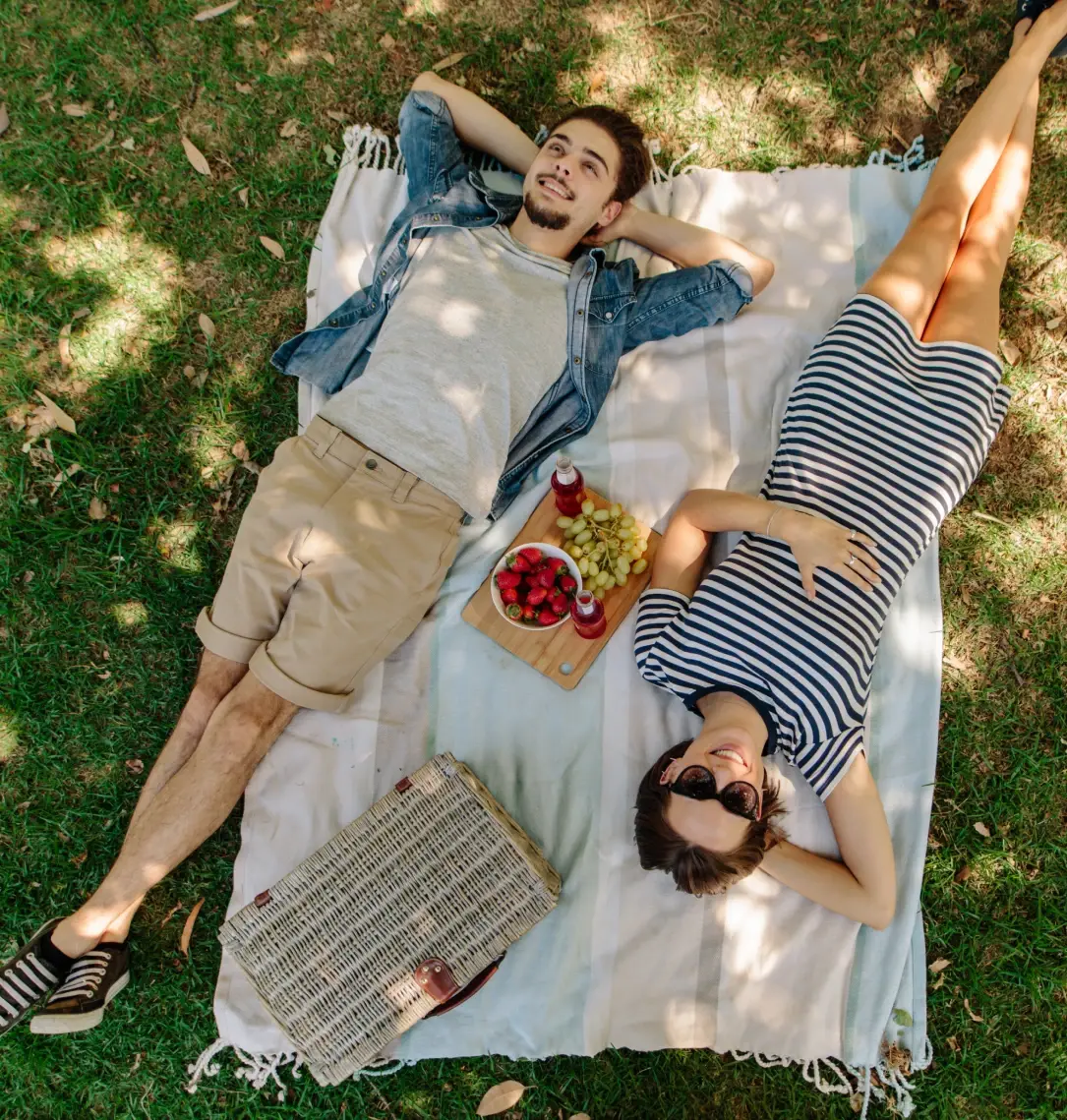 Par i park på picnick